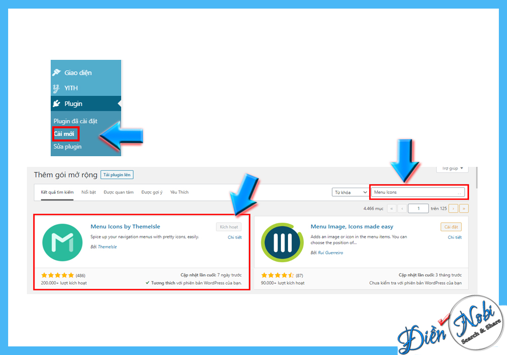 Cài đặt Plugin Menu icons