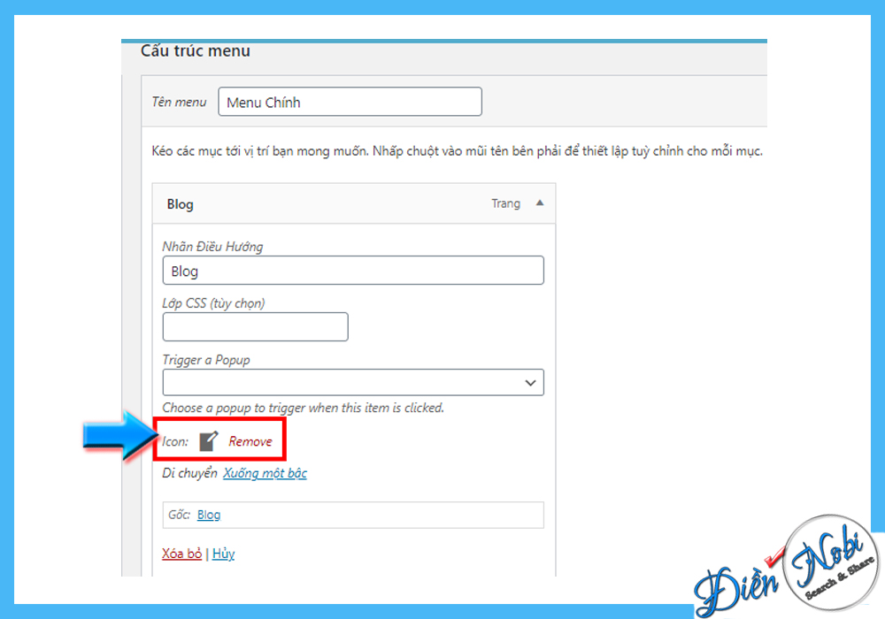 Hoàn tất việc thêm icon cho Menu